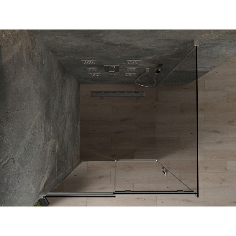 Mexen Omega 100 x 100 cm Sliding Shower Enclosure, Graphite, Chrome - 825-100-100-01-40