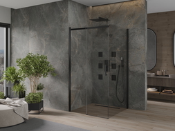 Mexen Omega extendable shower cubicle 100 x 100 cm, Transparent, Black - 825-100-100-70-00