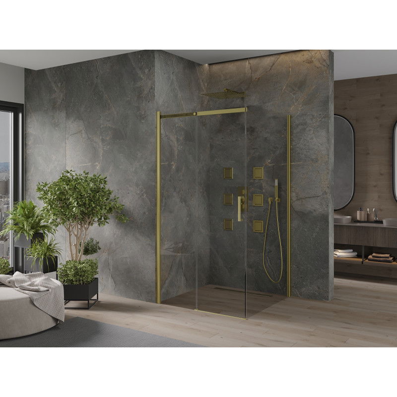 Mexen Omega sliding shower cabin 100 x 100 cm, transparent, gold - 825-100-100-50-00