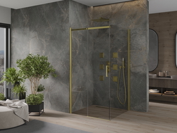 Mexen Omega extendable shower cubicle 100 x 100 cm, Transparent, Gold - 825-100-100-50-00