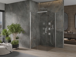 Mexen Omega extendable shower cubicle 100 x 100 cm, Transparent, Chrome - 825-100-100-01-00