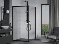 Mexen Apia extendable shower cubicle 90 x 90 cm, Transparent, Black - 840-090-090-70-00