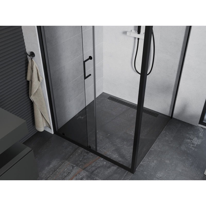 Mexen Apia sliding shower cabin 100 x 100 cm, transparent, black - 840-100-100-70-00