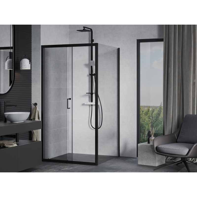 Mexen Apia sliding shower cabin 100 x 100 cm, transparent, black - 840-100-100-70-00