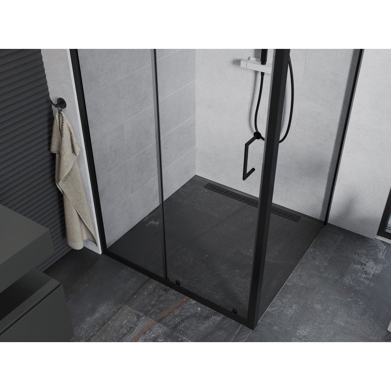 Mexen Apia sliding shower cabin 100 x 100 cm, transparent, black - 840-100-100-70-00