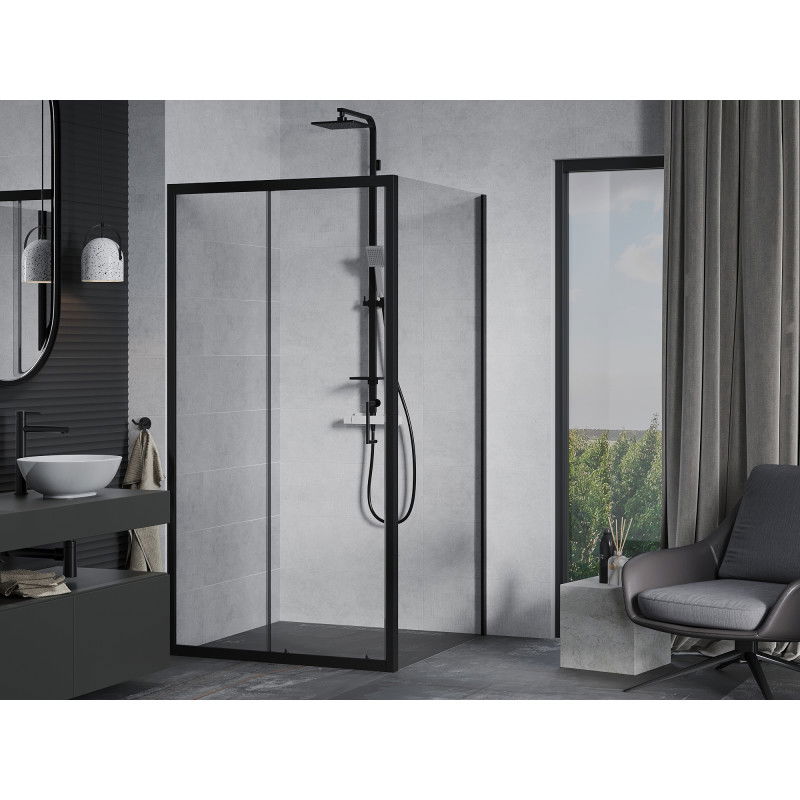 Mexen Apia sliding shower cabin 100 x 100 cm, transparent, black - 840-100-100-70-00