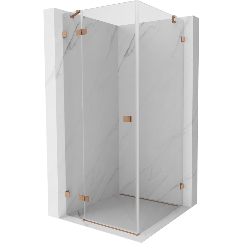 Mexen Lunar left-hinged shower enclosure 70 x 70 cm, transparent, brushed copper - 834-070-070-65-00-L