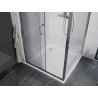 Mexen Apia sliding shower enclosure 90 x 90 cm, transparent, chrome + Flat shower tray - 840-090-090-01-00-4010