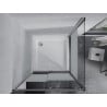 Mexen Apia sliding shower cabin 100 x 100 cm, white stripes, chrome + Flat tray - 840-100-100-01-20-4010