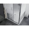 Mexen Apia sliding shower cabin 100 x 100 cm, white stripes, chrome + Flat tray - 840-100-100-01-20-4010