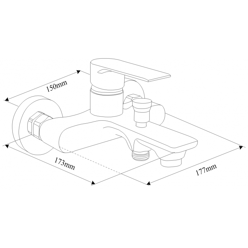 Mexen Royo R45 bathtub faucet with shower set, gold - 7223R45-50