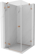 Mexen Lunar Hinged Shower Enclosure Left 100 x 100 cm, Transparent, Brushed Copper - 834-100-100-65-00-L