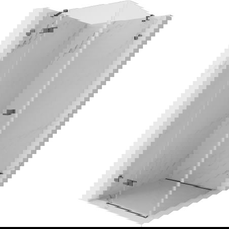 Mexen Lunar shower cabin hinged left 80 x 80 cm, transparent, brushed gun gray - 834-080-080-66-00-L