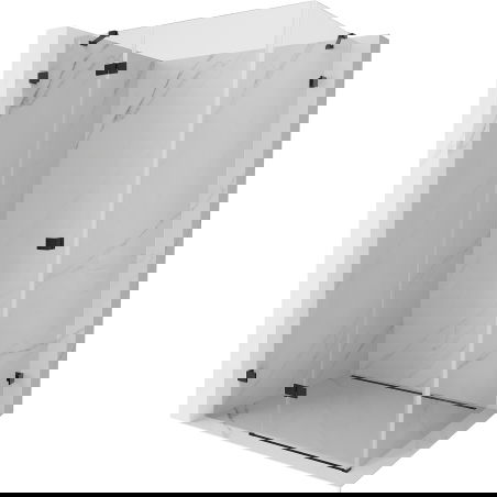 Mexen Lunar 75 x 70 cm Left-Hinged Shower Enclosure, Transparent, Black - 834-075-070-70-00-L