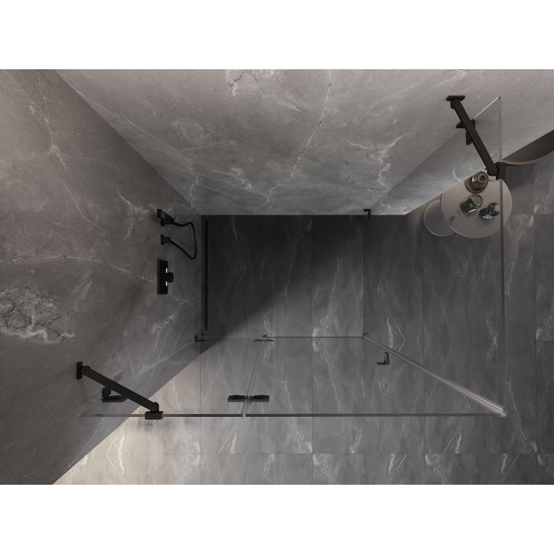 Mexen Lunar 75 x 70 cm Left-Hinged Shower Enclosure, Transparent, Black - 834-075-070-70-00-L