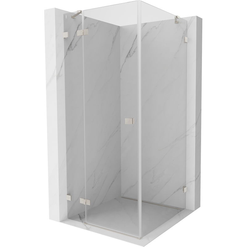 Mexen Lunar left-side hinged shower enclosure 70 x 70 cm, transparent, brushed nickel - 834-070-070-97-00-L