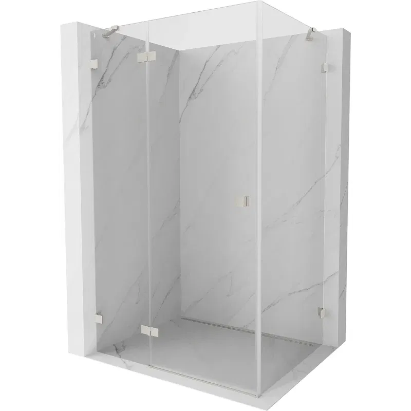 Mexen Lunar left hinged shower enclosure 85 x 80 cm, transparent, brushed nickel - 834-085-080-97-00-L