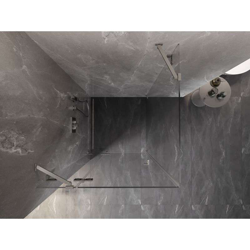 Mexen Lunar left hinged shower enclosure 100 x 100 cm, transparent, brushed nickel - 834-100-100-97-00-L