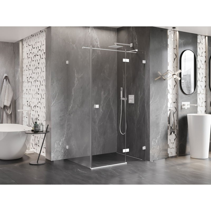 Mexen Lunar T 115 x 100 cm Right Hinged Shower Cabin, Transparent, White - 834T-115-100-20-00-P