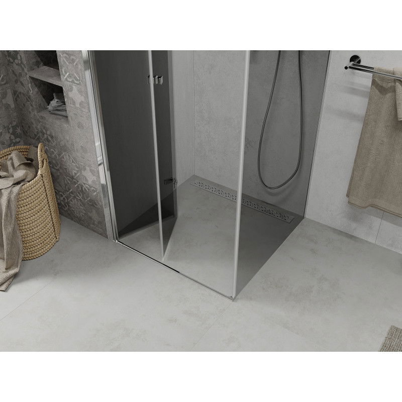 Mexen Lima 80 x 80 cm Folding Shower Enclosure, Graphite, Chrome - 856-080-080-01-40