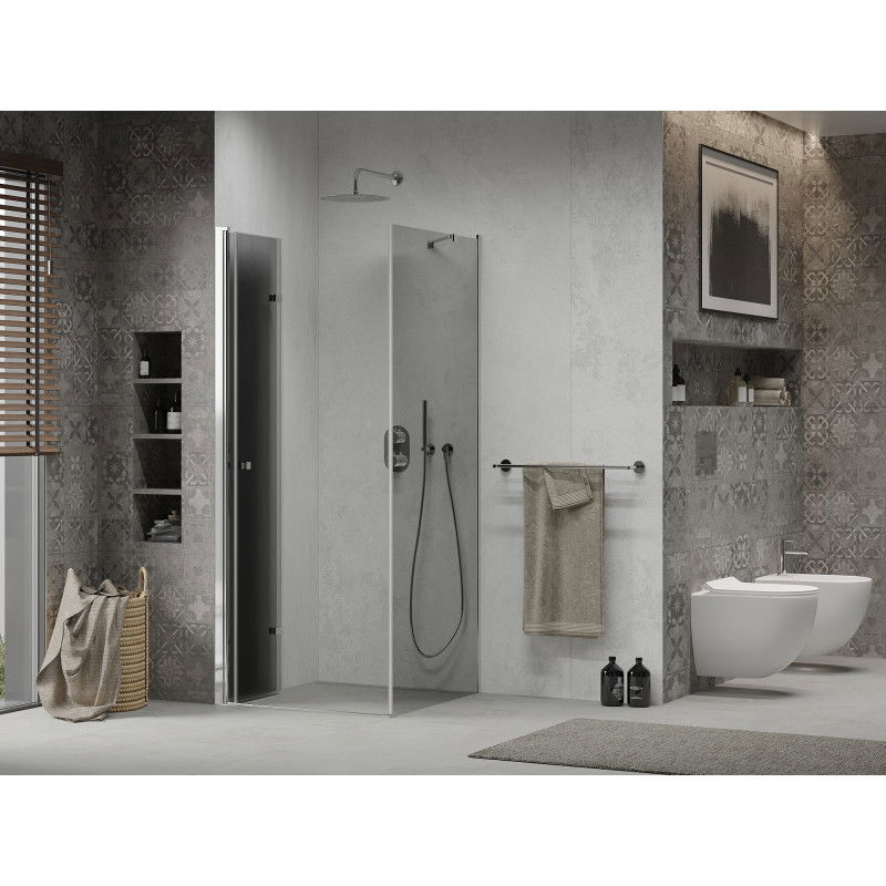 Mexen Lima 80 x 80 cm Folding Shower Enclosure, Graphite, Chrome - 856-080-080-01-40