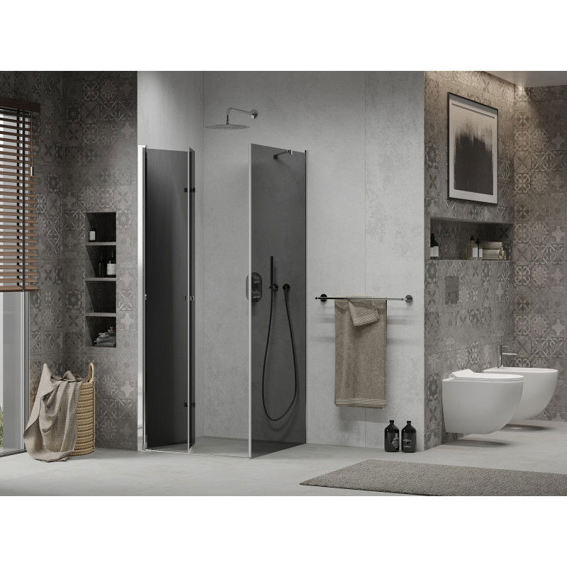 Mexen Lima folding shower enclosure 90 x 90 cm, graphite, chrome - 856-090-090-01-40