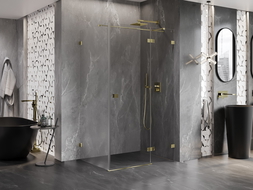 Mexen Lunar T shower enclosure right hinged 110 x 70 cm, transparent, gold - 834T-110-070-50-00-P