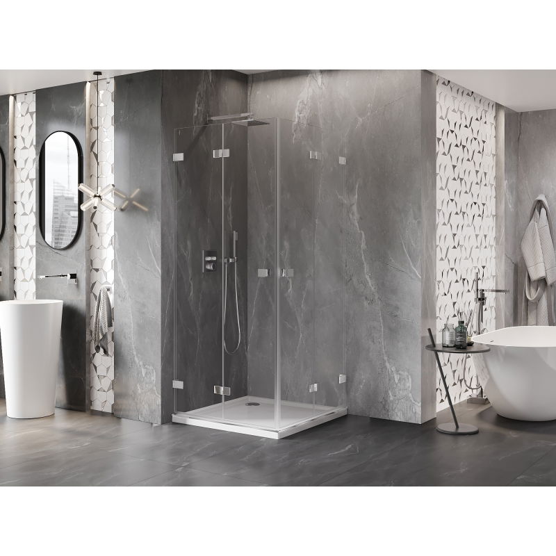 Mexen Lunar-F Duo folding shower cabin 70 x 70 cm, transparent, chrome - 836-070L-070P-01-00