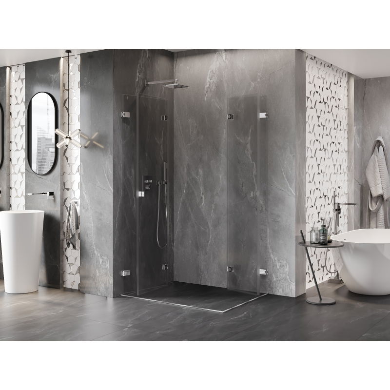 Mexen Lunar-F Duo folding shower enclosure 80 x 70 cm, transparent, chrome - 836-080L-070P-01-00