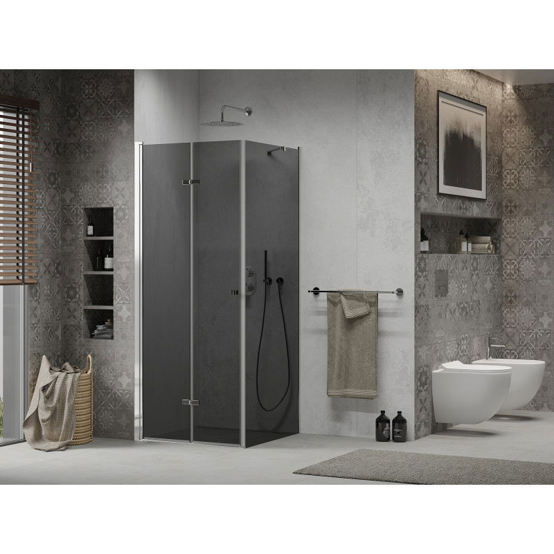 Mexen Lima 100 x 100 cm Folding Shower Cabin, Graphite, Chrome - 856-100-100-01-40