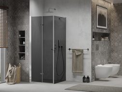 Mexen Lima 100 x 100 cm Folding Shower Cabin, Graphite, Chrome - 856-100-100-01-40