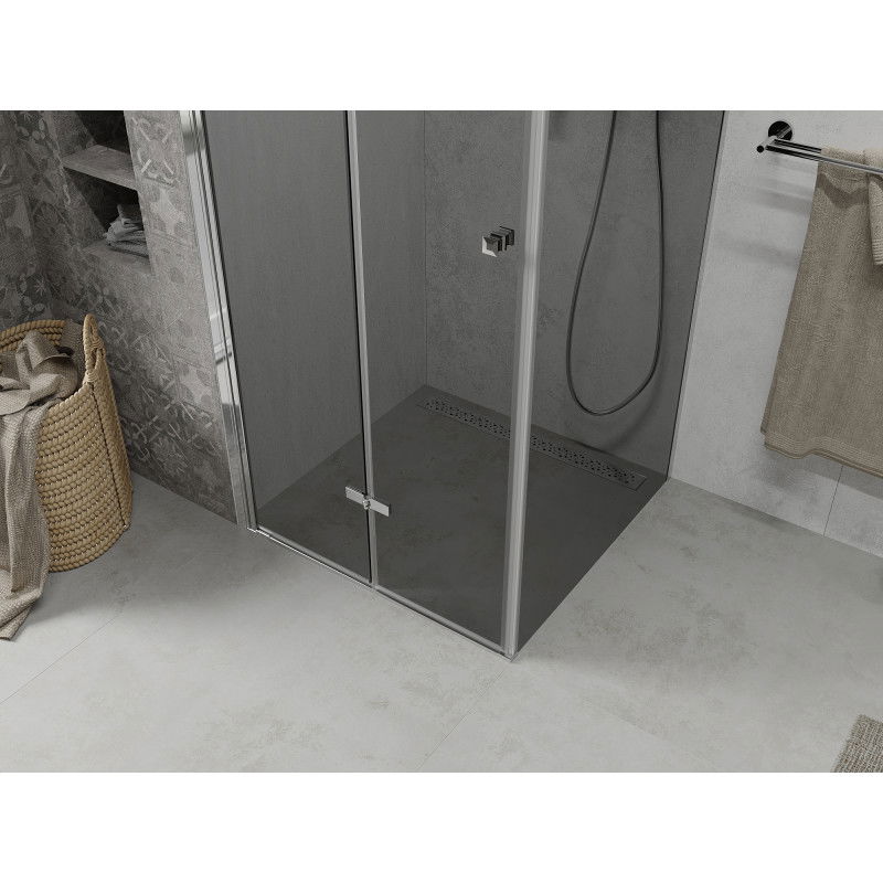 Mexen Lima 100 x 100 cm Folding Shower Cabin, Graphite, Chrome - 856-100-100-01-40