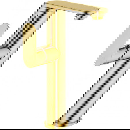 Mexen Milo high side action washbasin mixer tap, Gold - 71315-50