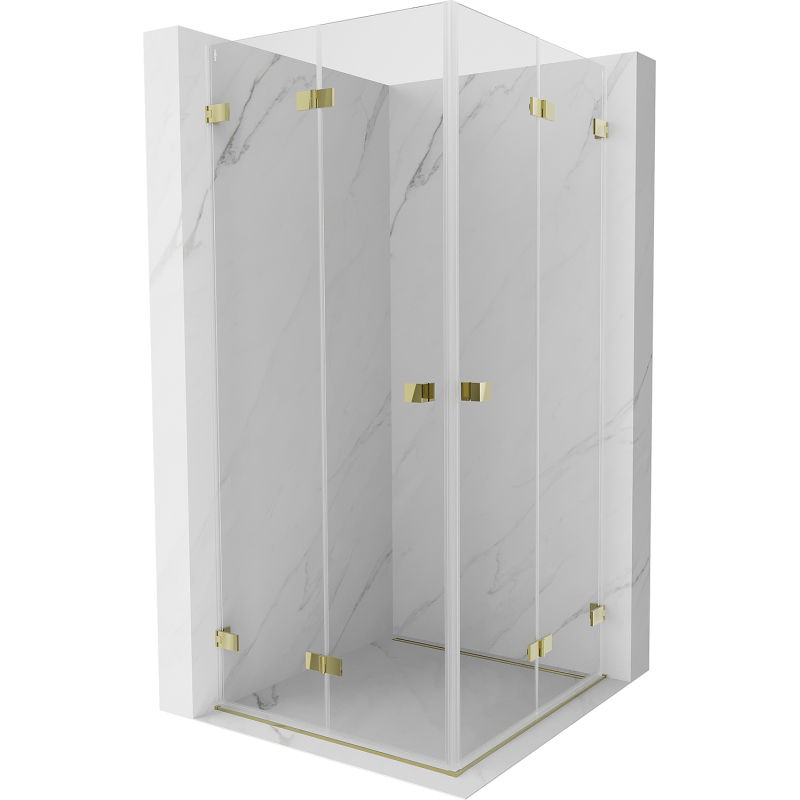 Mexen Lunar-F Duo folding shower cabin 80 x 80 cm, transparent, gold - 836-080L-080P-50-00