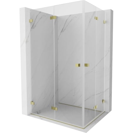 Mexen Lunar-F Duo folding shower cabin 100 x 80 cm, transparent, gold - 836-100L-080P-50-00