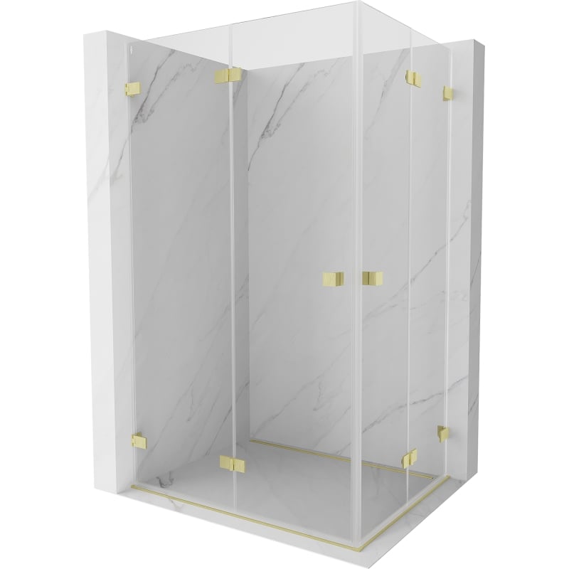 Mexen Lunar-F Duo folding shower cabin 80 x 70 cm, transparent, brushed gold - 836-080L-070P-55-00