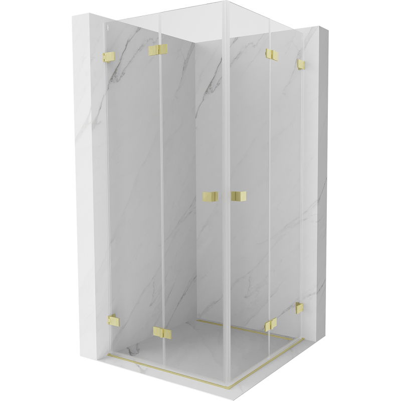 Mexen Lunar-F Duo folding shower cabin 80 x 80 cm, transparent, brushed gold - 836-080L-080P-55-00