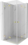 Mexen Lunar-F Duo foldable shower enclosure 80 x 80 cm, transparent, brushed gold - 836-080L-080P-55-00