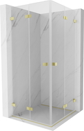 Mexen Lunar-F Duo shower enclosure folding 85 x 85 cm, transparent, brushed gold - 836-085L-085P-55-00