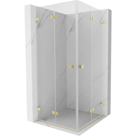 Mexen Lunar-F Duo folding shower cabin 90 x 90 cm, transparent, brushed gold - 836-090L-090P-55-00