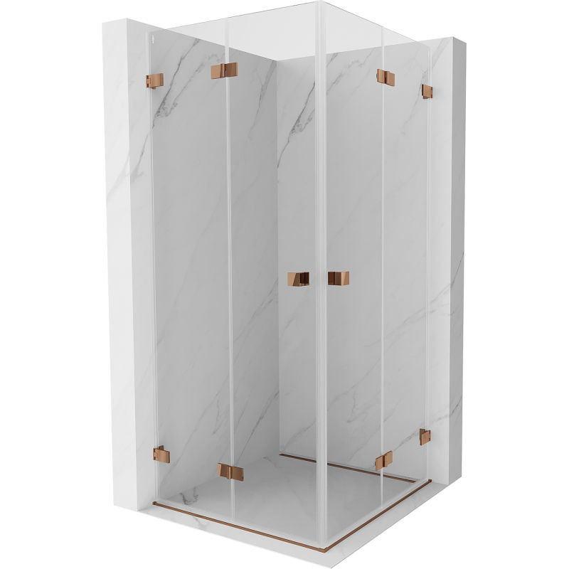 Mexen Lunar-F Duo foldable shower cabin 80 x 80 cm, transparent, rose gold - 836-080L-080P-60-00