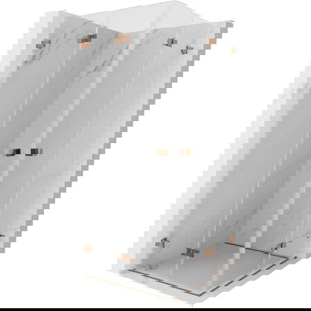 Mexen Lunar-F Duo 80 x 80 cm folding shower cabin, transparent, pink gold - 836-080L-080P-60-00