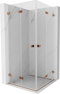 Mexen Lunar-F Duo 90 x 90 cm Folding Shower Enclosure, Transparent, Rose Gold - 836-090L-090P-60-00