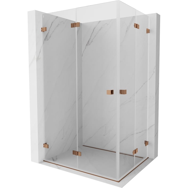 Mexen Lunar-F Duo folding shower cabin 100 x 80 cm, transparent, rose gold - 836-100L-080P-60-00