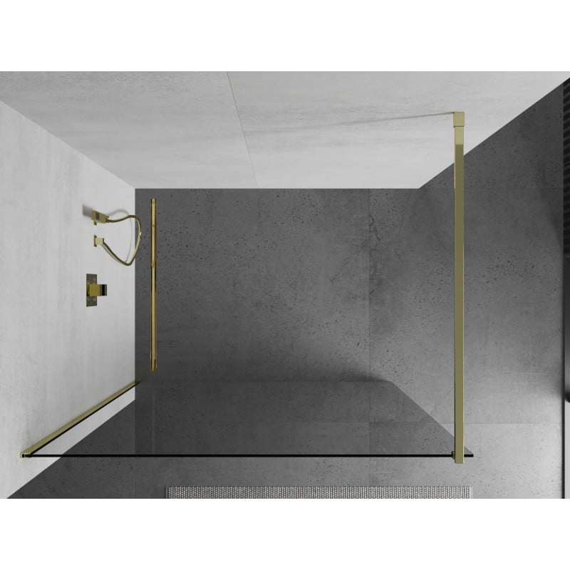 Mexen Kioto Walk-in Shower Screen 130 x 200 cm, Transparent 8 mm, Gold - 800-130-101-50-00