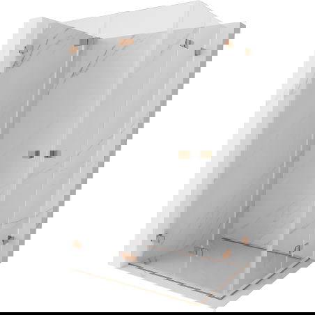 Mexen Lunar-F Duo Folding Shower Enclosure 85 x 80 cm, Transparent, Brushed Copper - 836-085L-080P-65-00