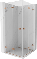 Mexen Lunar-F Duo 90 x 90 cm folding shower enclosure, transparent, brushed copper - 836-090L-090P-65-00