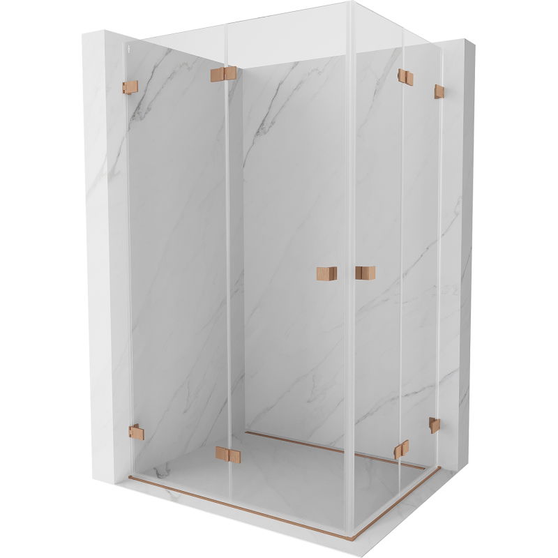 Mexen Lunar-F Duo folding shower cabin 100 x 80 cm, transparent, brushed copper - 836-100L-080P-65-00