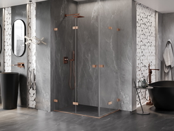 Mexen Lunar-F Duo folding shower cabin 100 x 80 cm, transparent, brushed copper - 836-100L-080P-65-00
