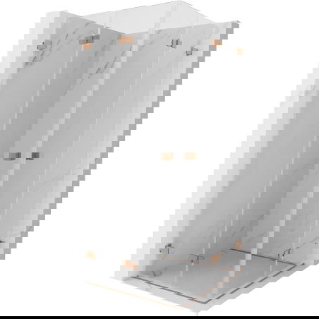 Mexen Lunar-F Duo 100 x 100 cm Folding Shower Enclosure, Transparent, Brushed Copper - 836-100L-100P-65-00